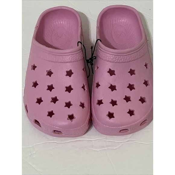 BOBBIE BROOKS GIRLS STAR DESIGN CLOGS SHOES SIZE MED 13-1 PINK BEACH POOL NEW C2 - Picture 8 of 12